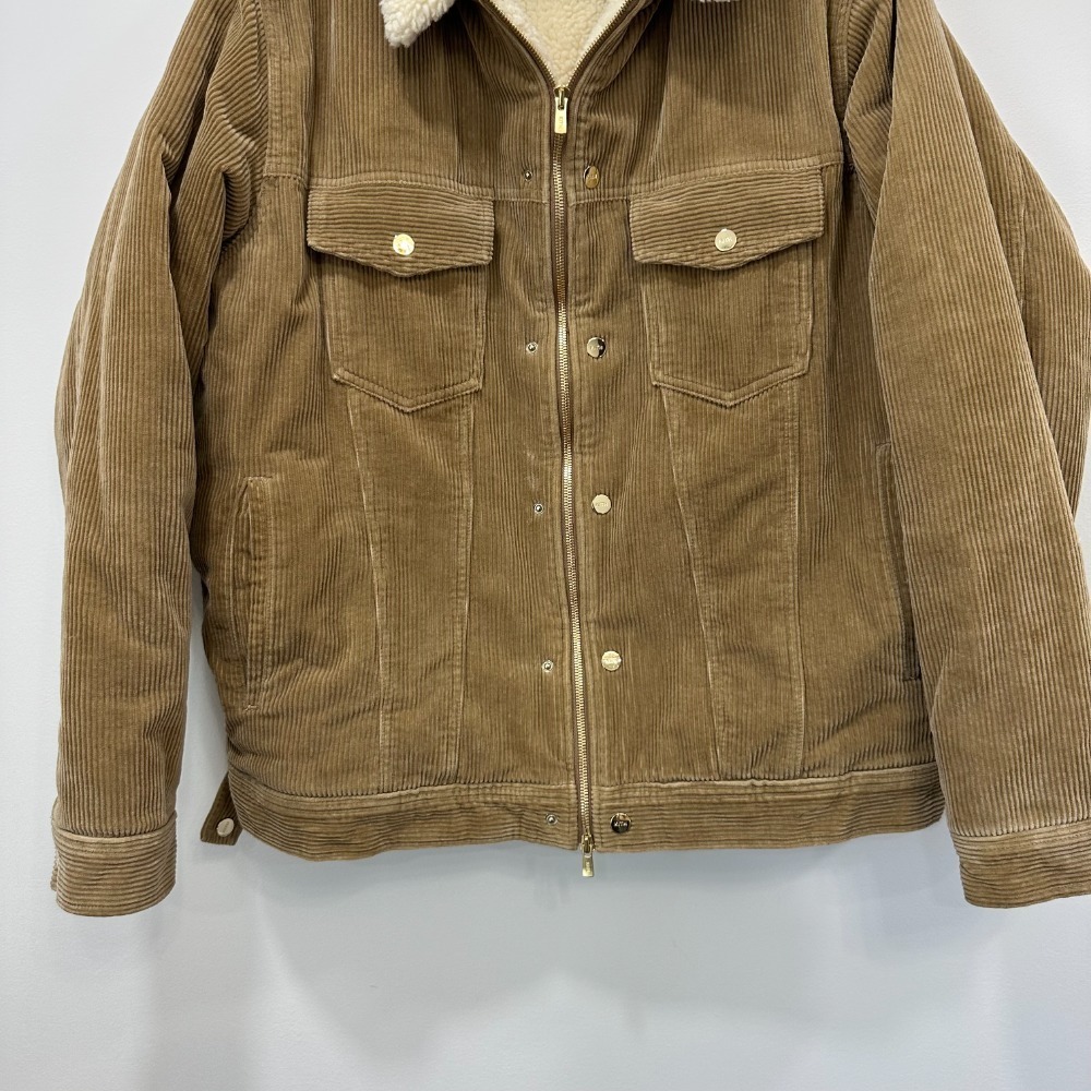 KITH Womens Jacket XL Tan‎ Corduroy Sherpa Lined Fuzzy Gold Zip Designer - Picture 3 of 13